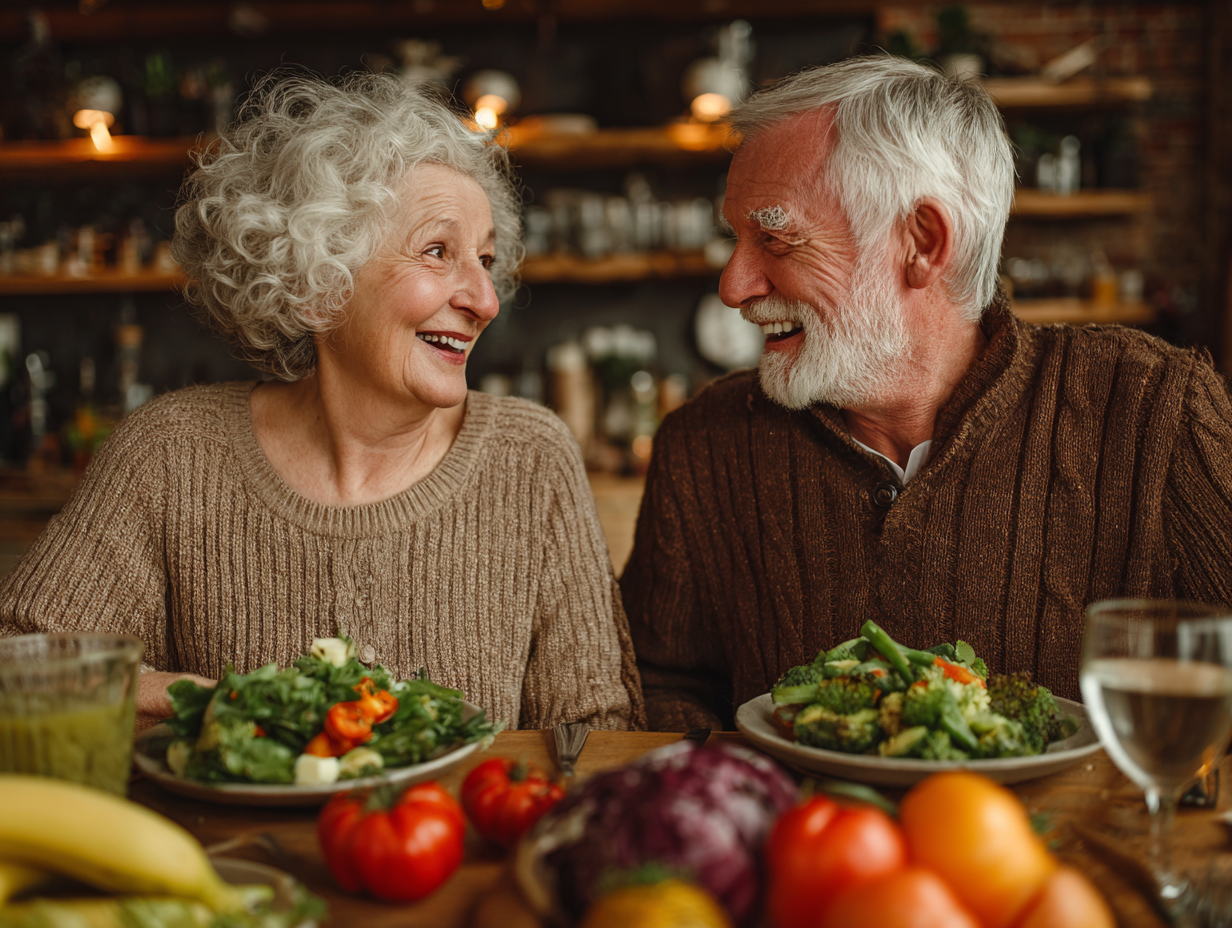 Щаслива родина за здоровим обідом